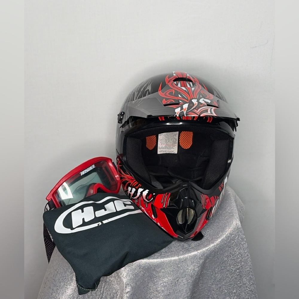 HJC CL-XY Vampiro Youth Helmet + ANSWER Goggles Set – Excellent Condition(F66)✨✨